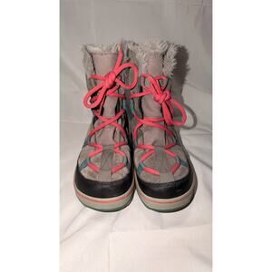Sorel Glacy Explorer Shortie Boots Women's 8 Waterproof Winter Grey Pink NL2079